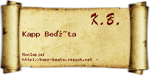 Kapp Beáta névjegykártya